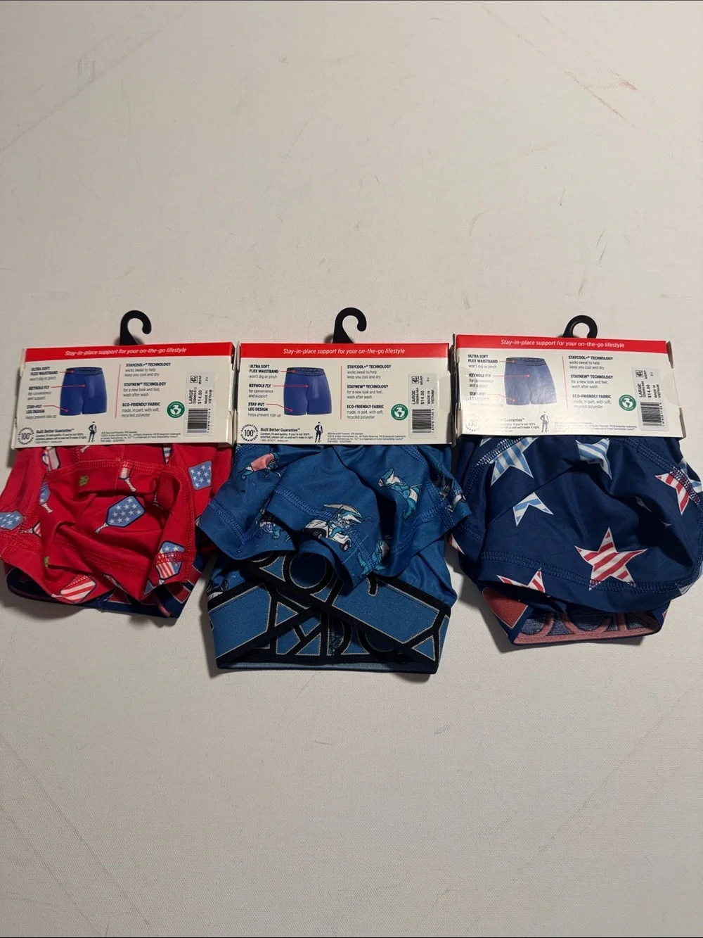Jockey Boxer Briefs Mens Large 3 Pack Blue Red